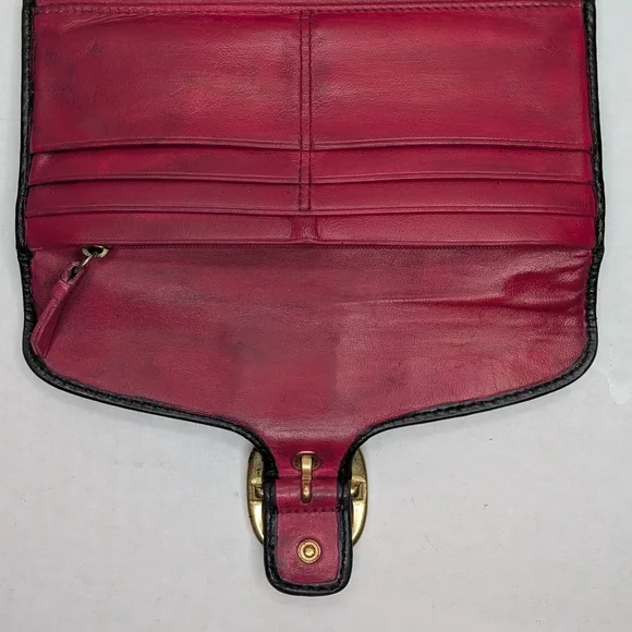 Vintage Coach Bleecker Black Signature Jacquard Canvas & Leather Buckle Wallet - Picture 9 of 16